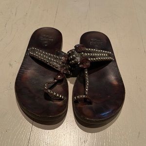Leather stud sandals